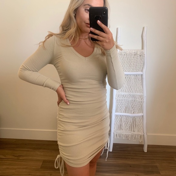 Lace up Dress - Beige - Picture 2 of 4